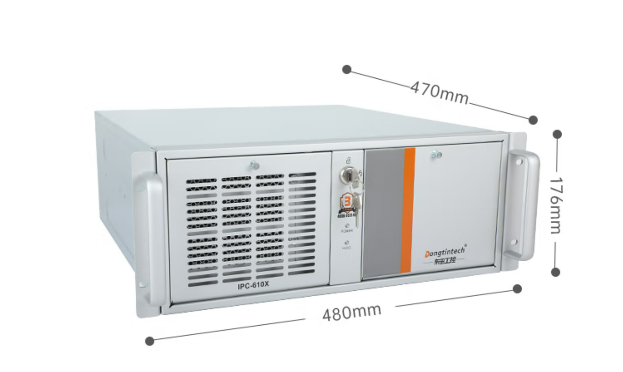 　這款機(jī)器采用了DT-610X機(jī)箱和DT-WR680MA主板。整體為銀灰色。采用了熱浸鍍鋅薄鋼板，防銹、耐候性強(qiáng)。并且它的防銹蝕性特別好，-般環(huán)境防蝕效果可達(dá)30-50年，熱浸鍍鋅薄鋼板外形美觀，加工容易。尺寸為430（481.6帶耳朵）*470*176mm（寬*深*高）,約重23kg，便于搬運(yùn)。