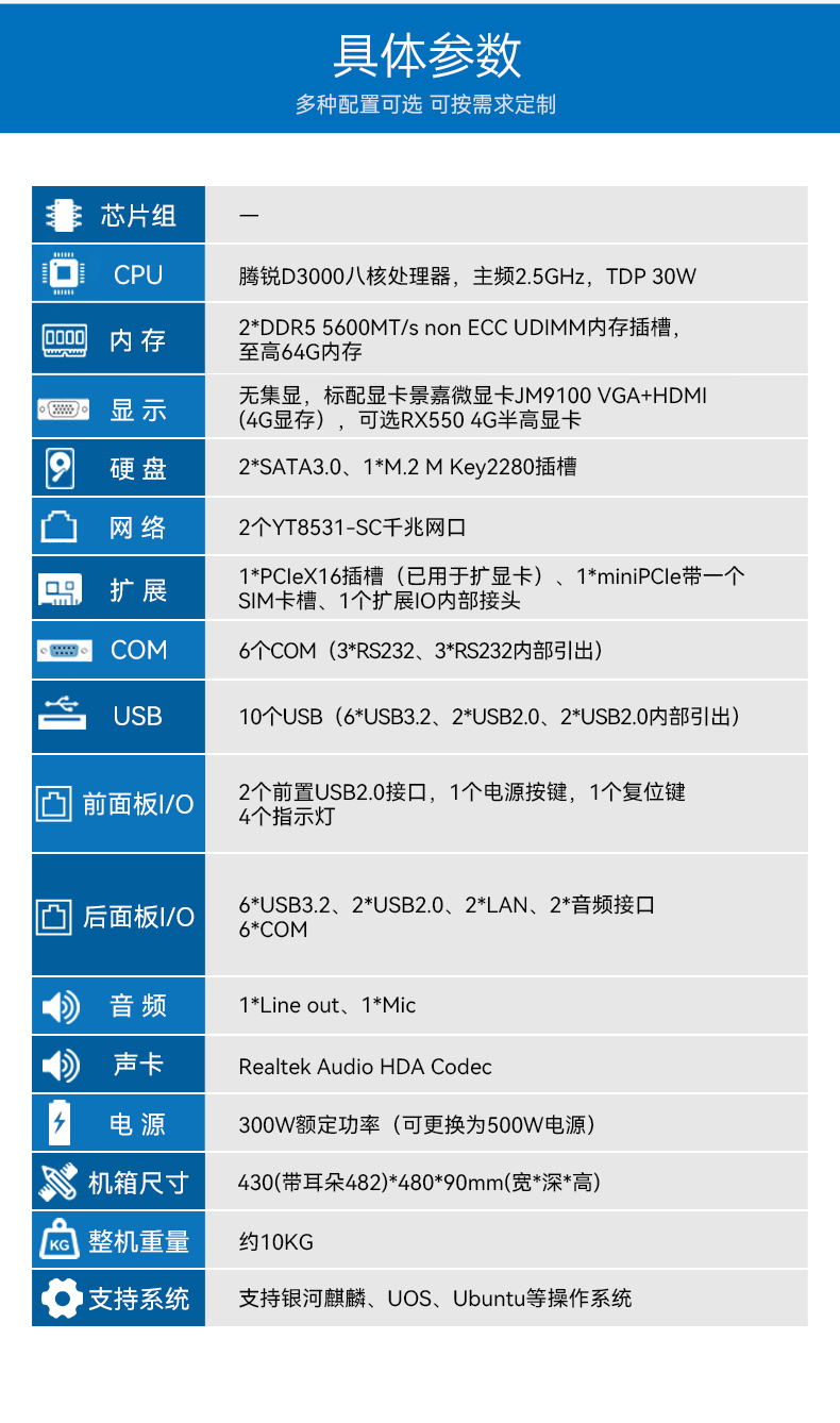 飛騰D3000高性能工控機,10個usb口,雙通道DDR5,DT-61025-BD3KMC.jpg 飛騰D3000高性能工控機,10個usb口,雙通道DDR5,DT-61025-BD3KMC.jpg
