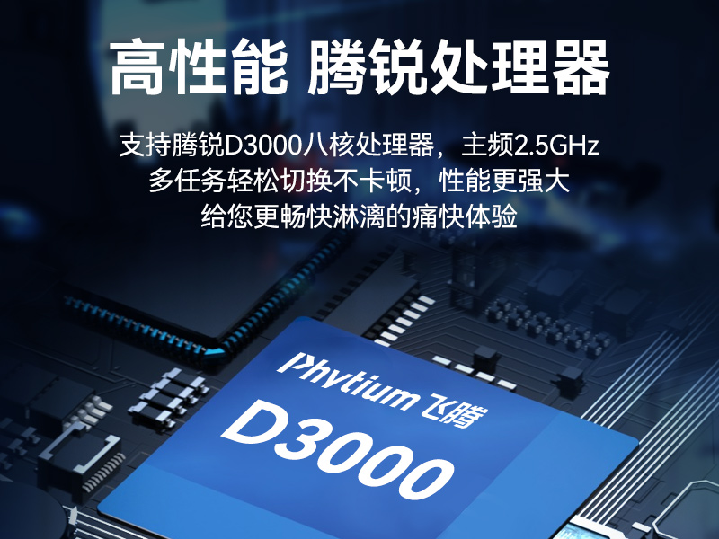飛騰D3000高性能工控機,10個usb口,雙通道DDR5,DT-61025-BD3KMC